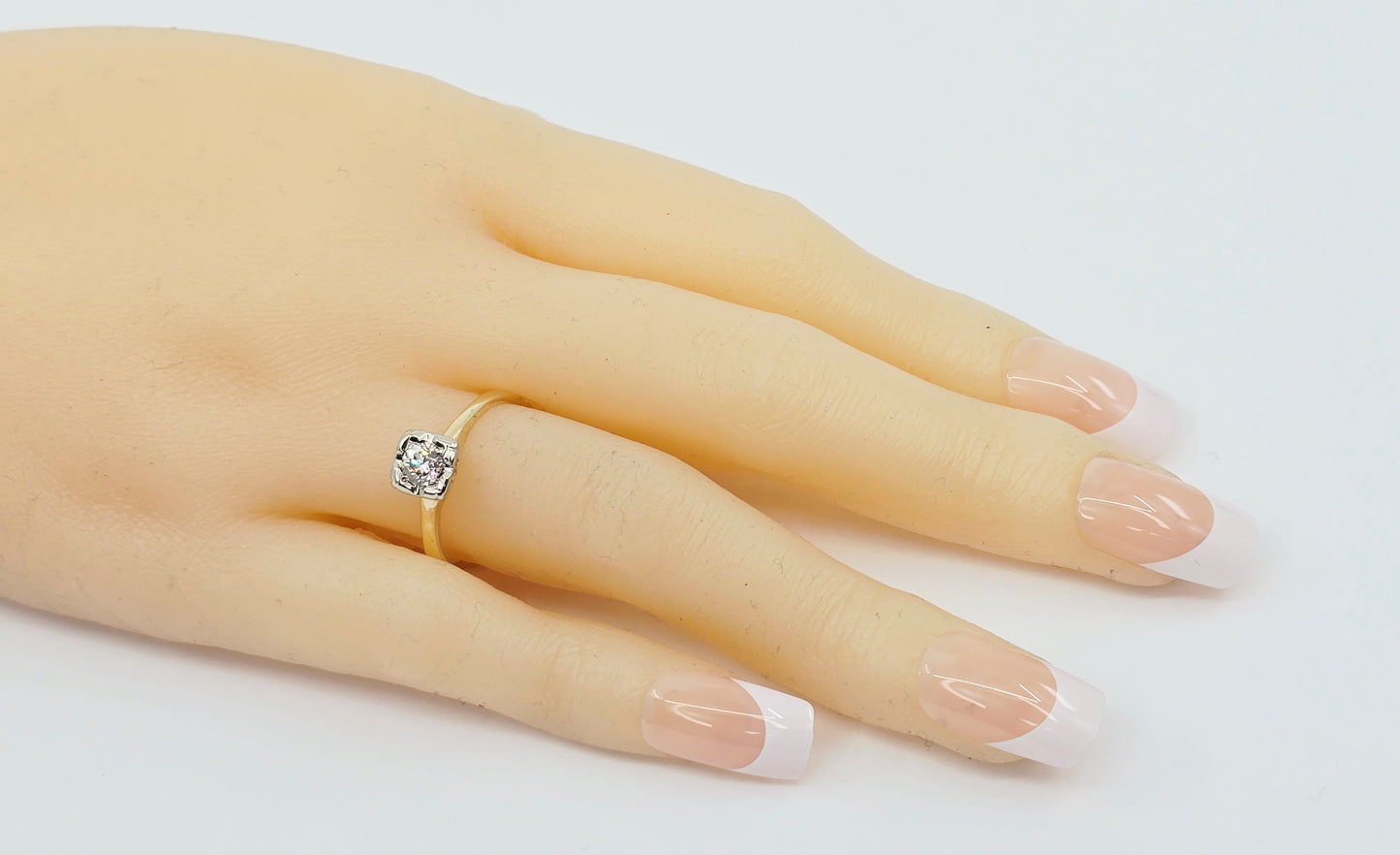 10K Two Tone Gold Solitaire Diamond Engagement Ring