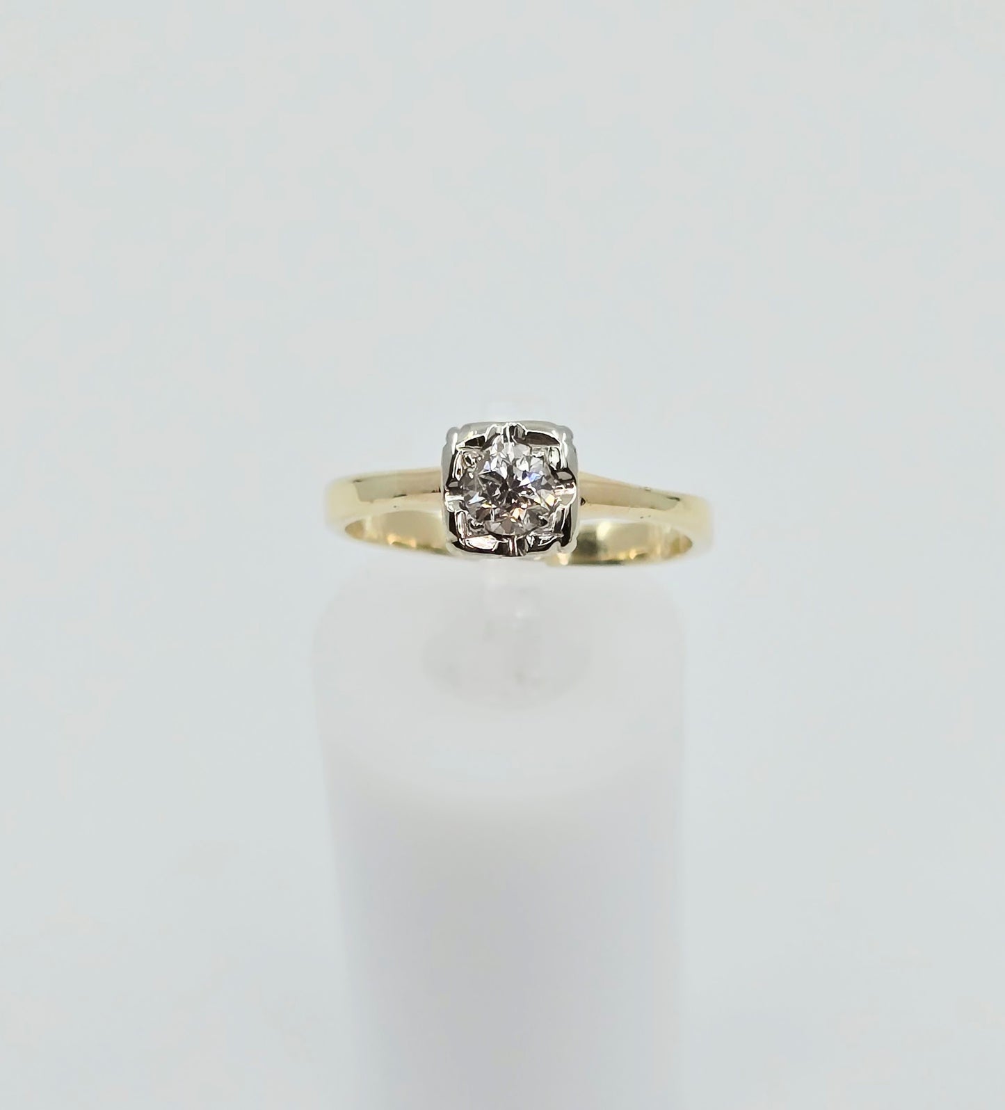10K Two Tone Gold Solitaire Diamond Engagement Ring