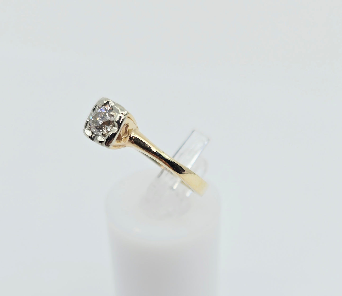 10K Two Tone Gold Solitaire Diamond Engagement Ring