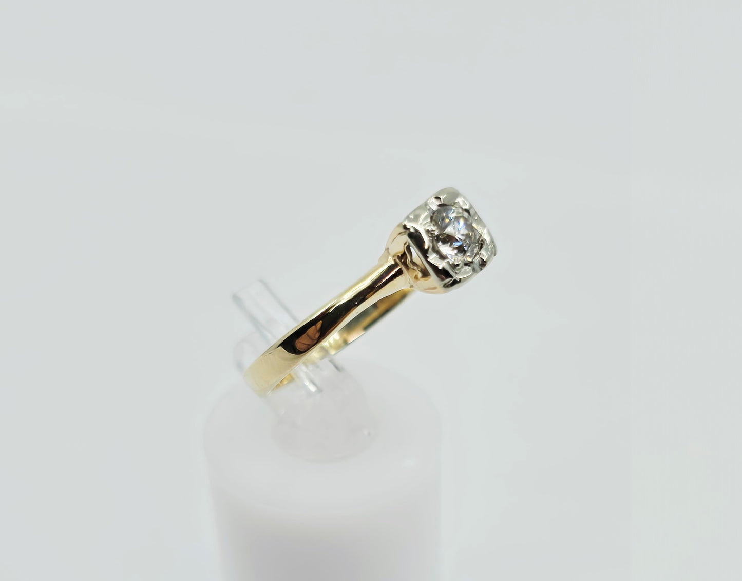 10K Two Tone Gold Solitaire Diamond Engagement Ring