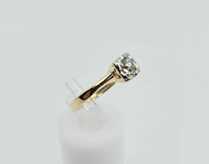 10K Two Tone Gold Solitaire Diamond Engagement Ring