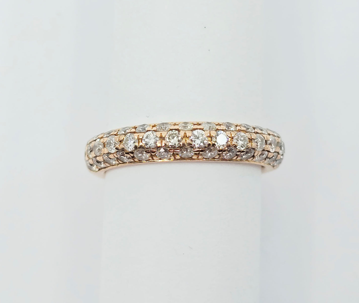 18K Rose Gold Round Cut Diamond Cluster Ring