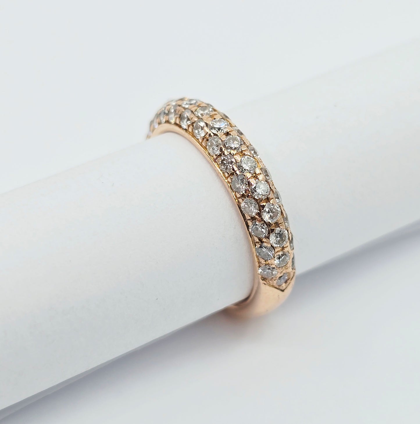 18K Rose Gold Round Cut Diamond Cluster Ring
