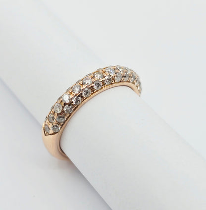 18K Rose Gold Round Cut Diamond Cluster Ring