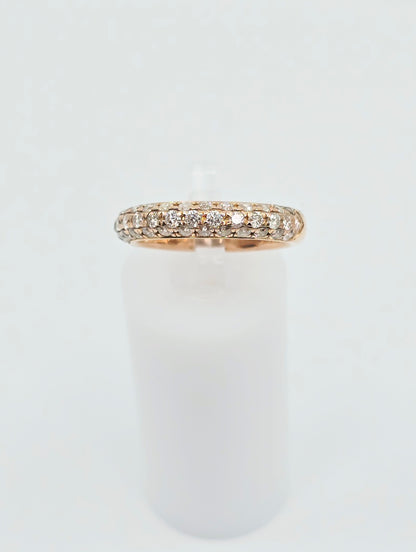 18K Rose Gold Round Cut Diamond Cluster Ring