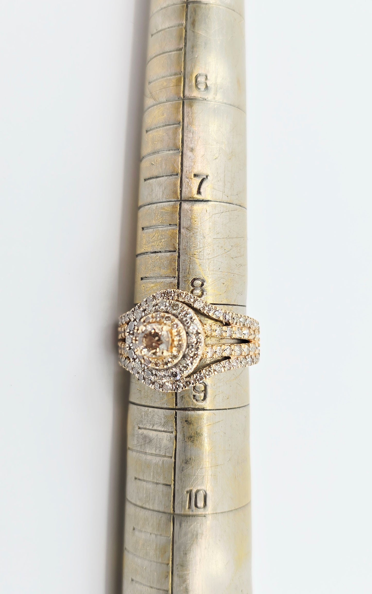 14K Yellow Gold Diamond Cluster Engagement Ring
