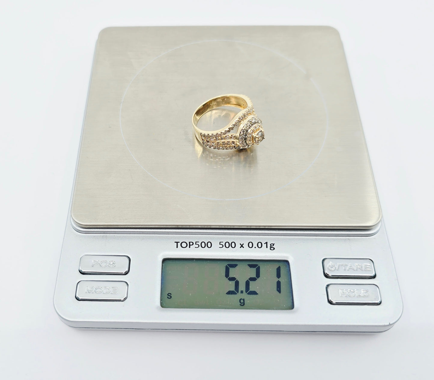 14K Yellow Gold Diamond Cluster Engagement Ring