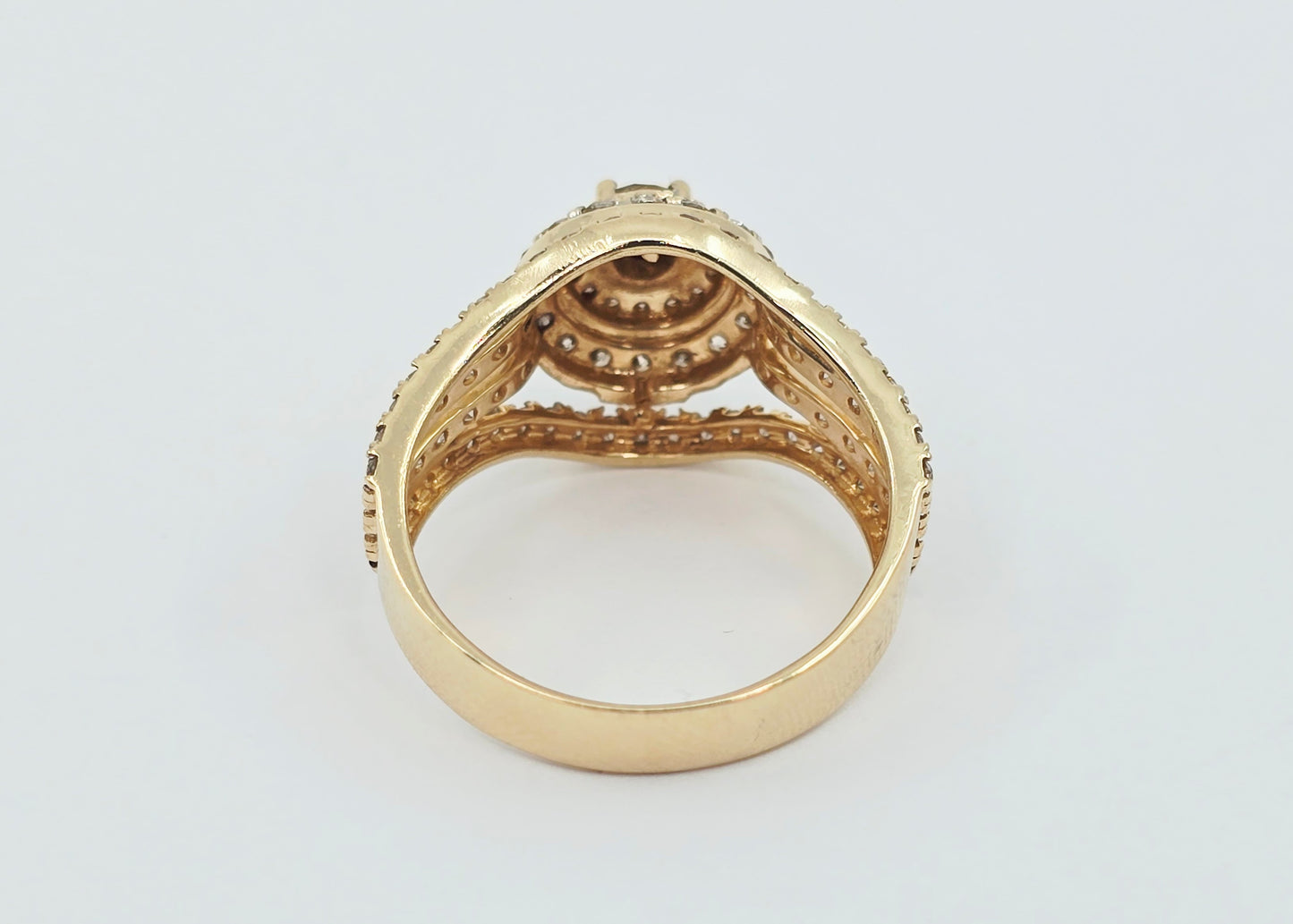14K Yellow Gold Diamond Cluster Engagement Ring