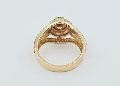 14K Yellow Gold Diamond Cluster Engagement Ring