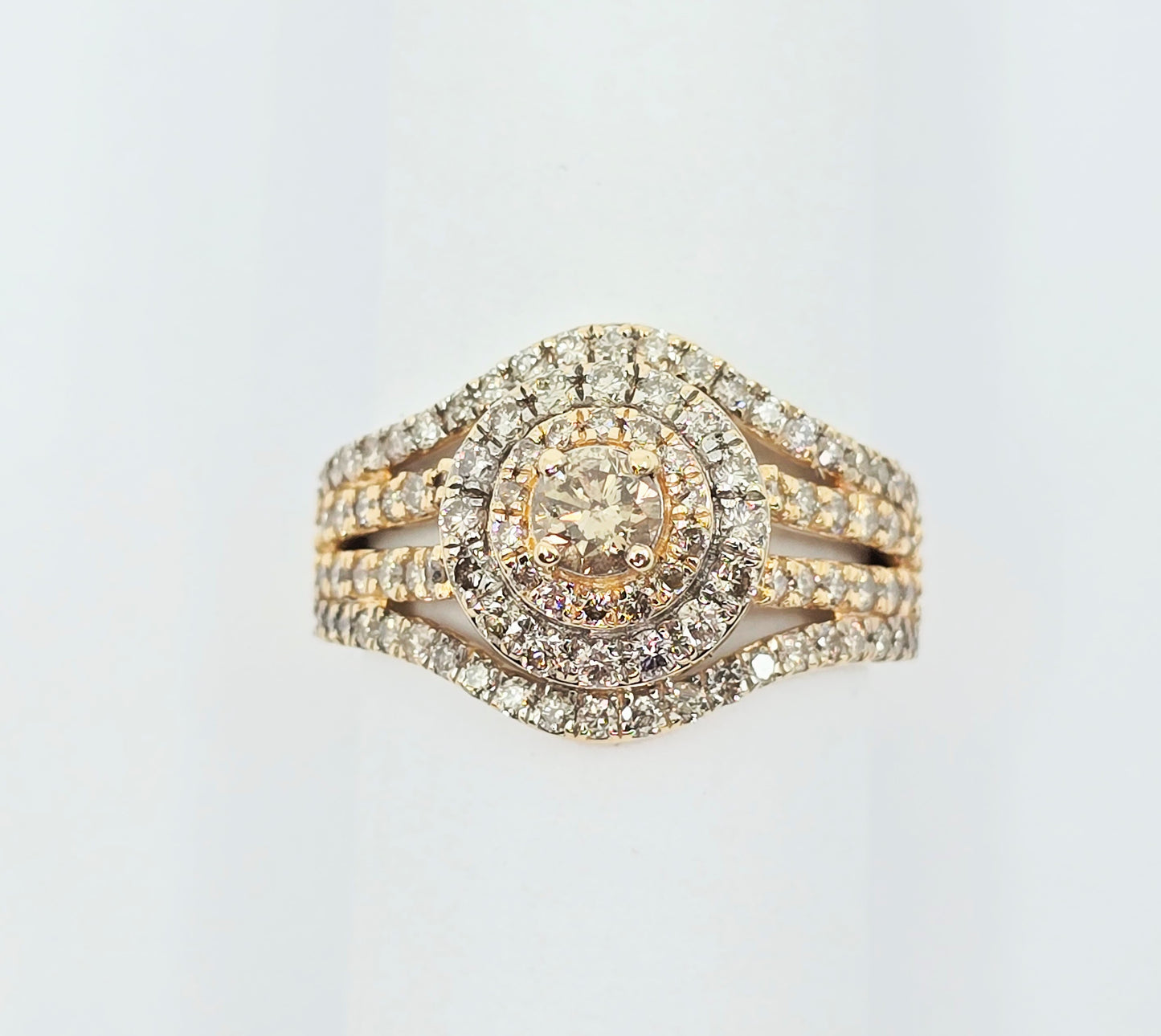 14K Yellow Gold Diamond Cluster Engagement Ring