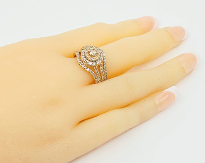 14K Yellow Gold Diamond Cluster Engagement Ring