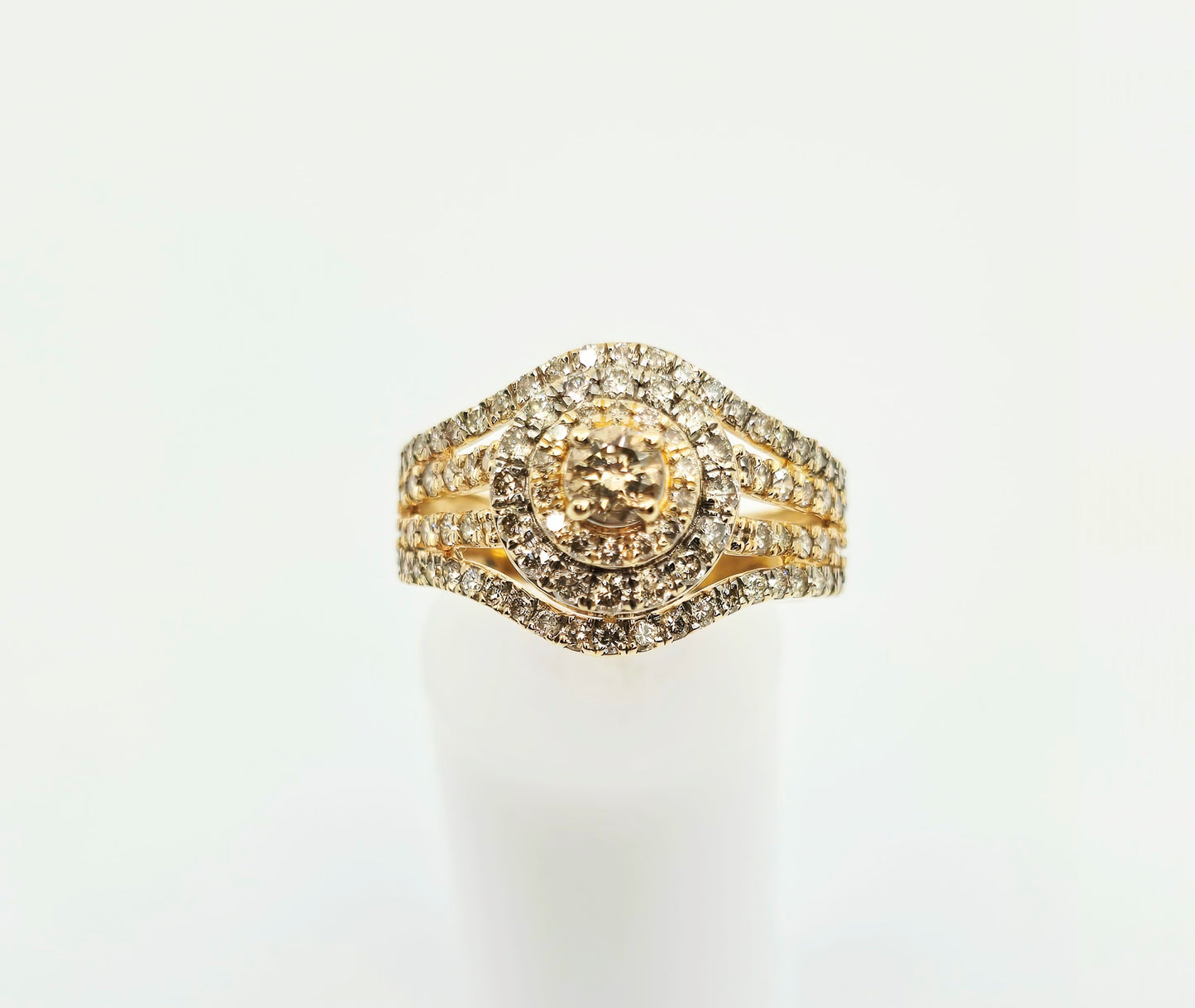 14K Yellow Gold Diamond Cluster Engagement Ring