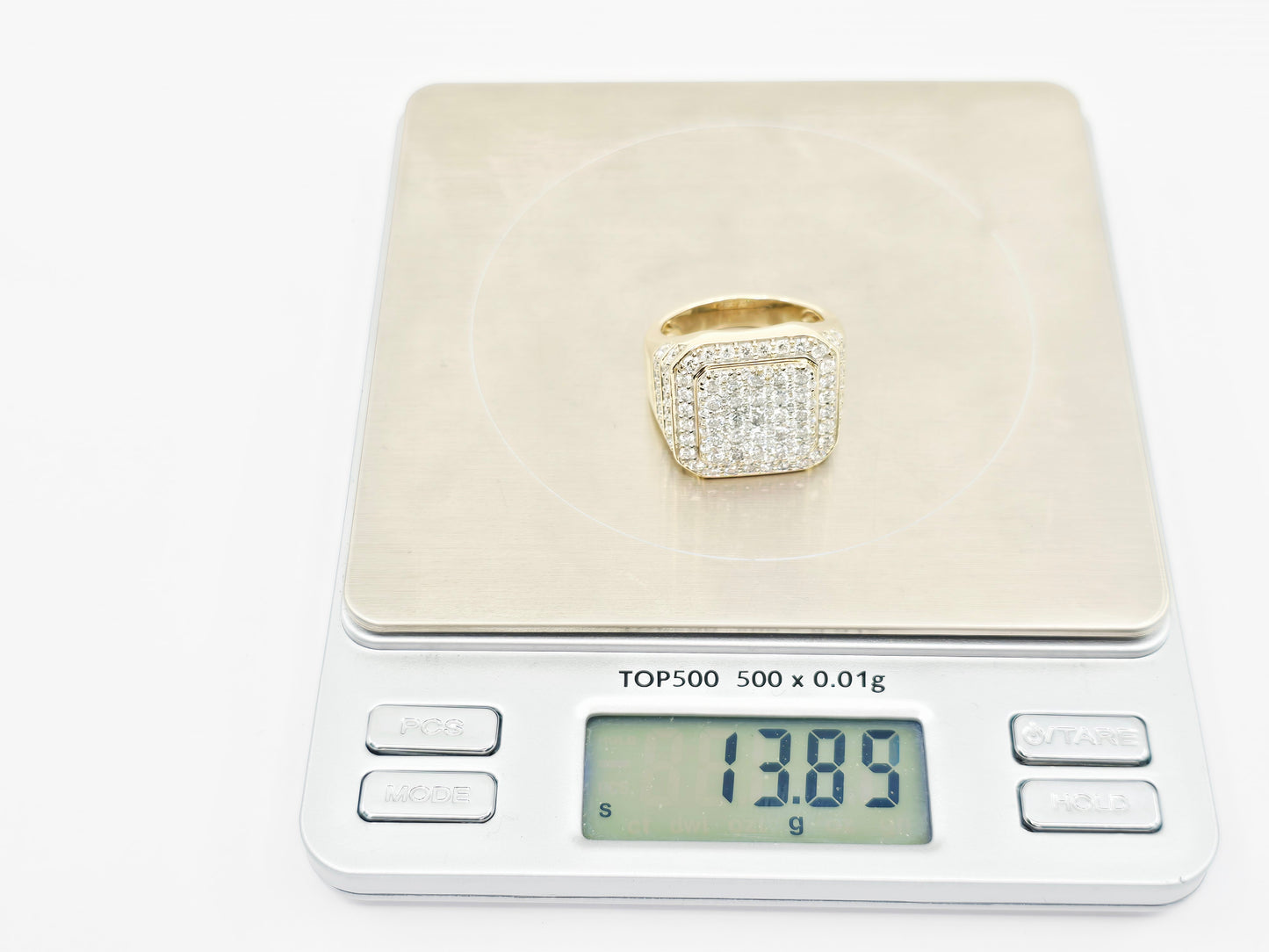 10K Yellow Gold Lab Grown/CVD Men's Cluster Ring