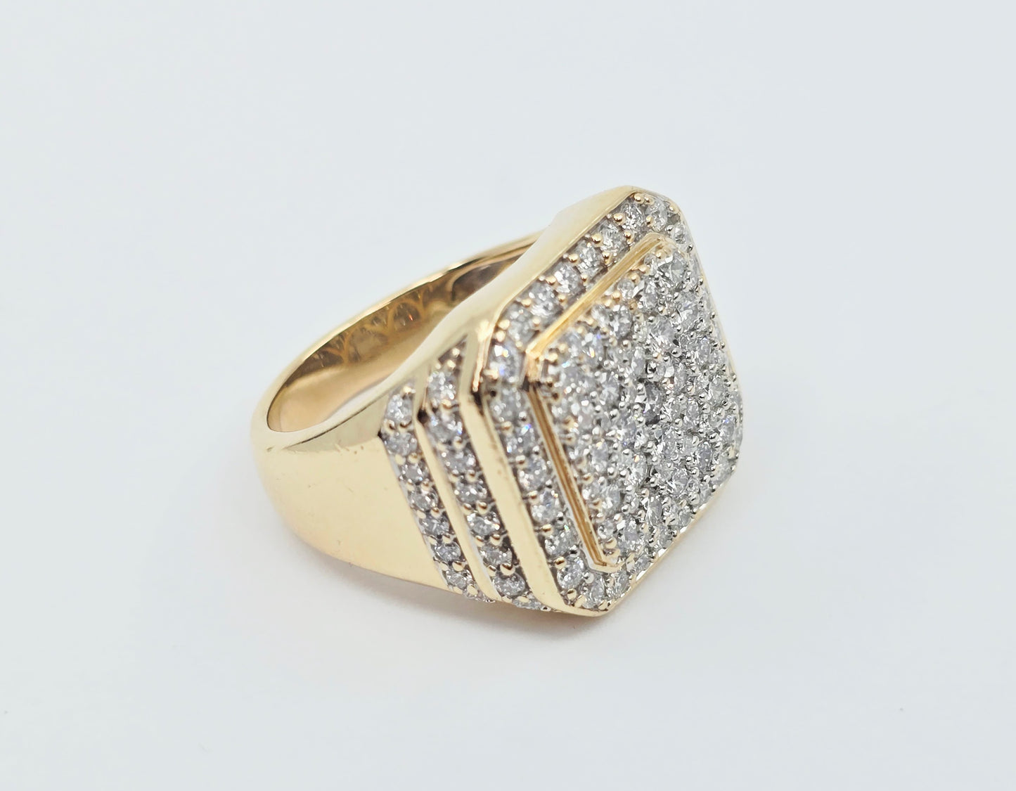 10K Yellow Gold Lab Grown/CVD Men's Cluster Ring
