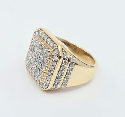 10K Yellow Gold Lab Grown/CVD Men's Cluster Ring