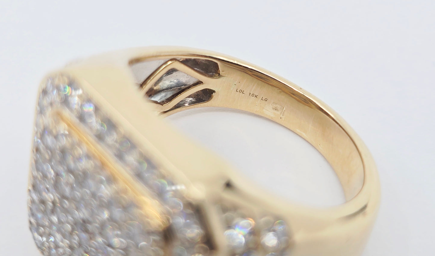 10K Yellow Gold Lab Grown/CVD Men's Cluster Ring