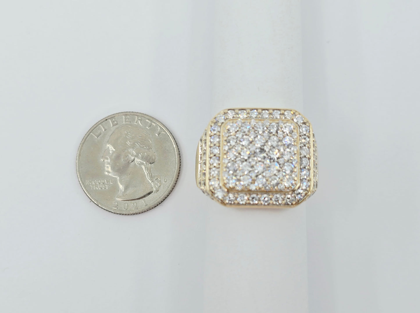 10K Yellow Gold Lab Grown/CVD Men's Cluster Ring