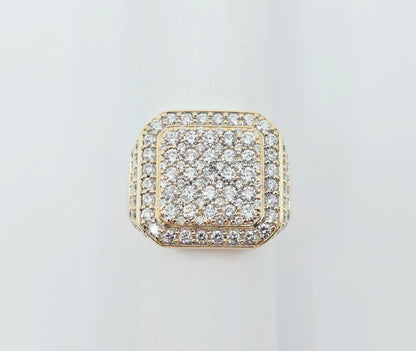 10K Yellow Gold Lab Grown/CVD Men's Cluster Ring