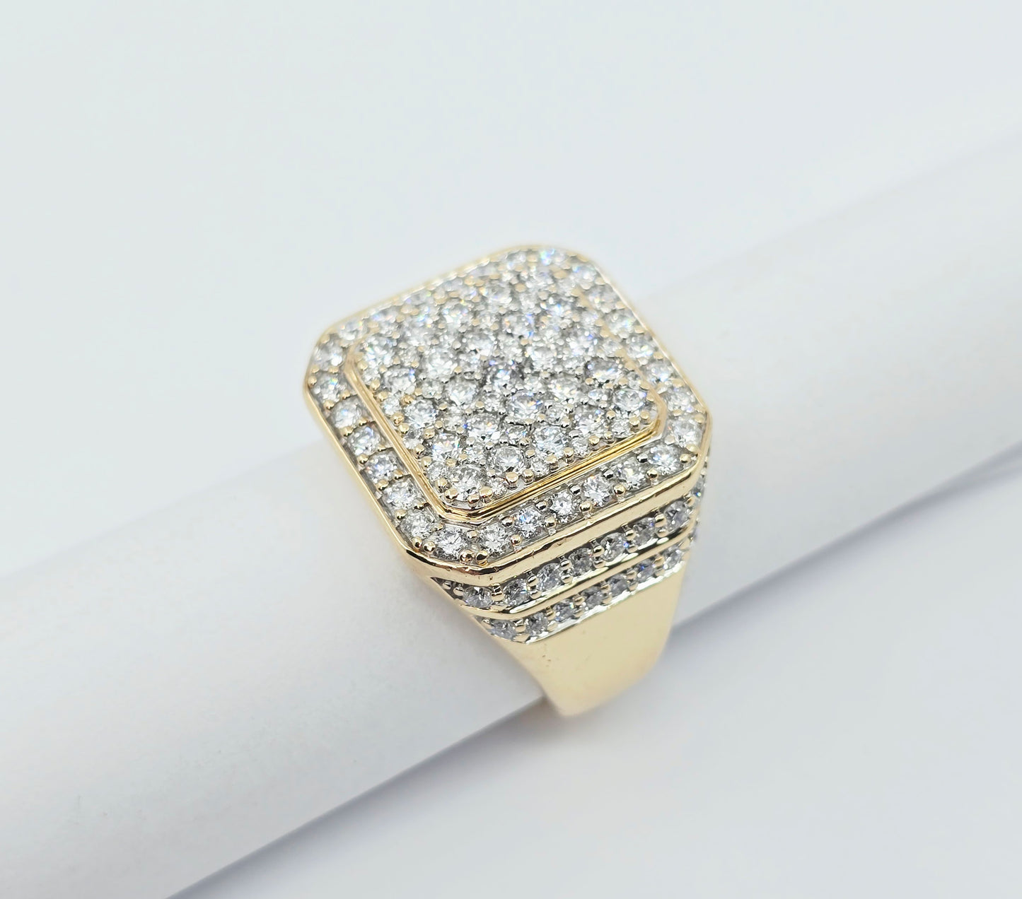 10K Yellow Gold Lab Grown/CVD Men's Cluster Ring