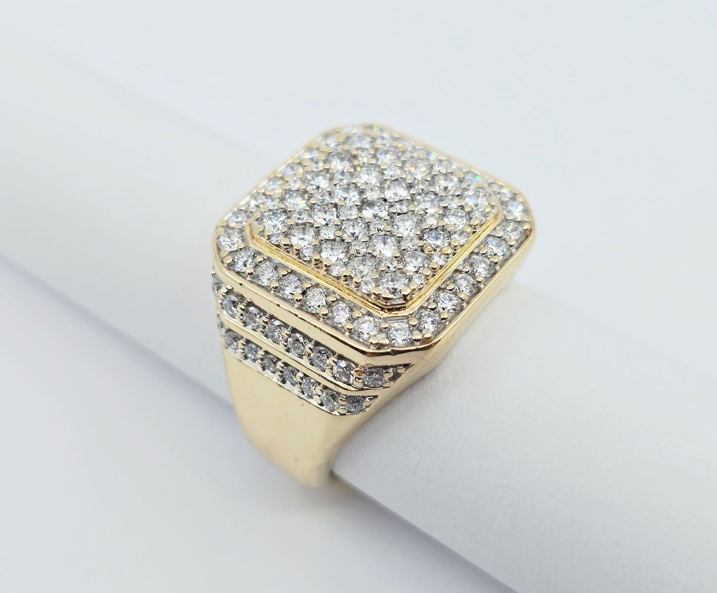 10K Yellow Gold Lab Grown/CVD Men's Cluster Ring