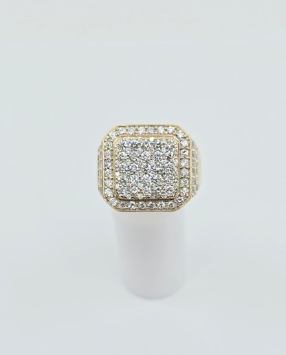 10K Yellow Gold Lab Grown/CVD Men's Cluster Ring
