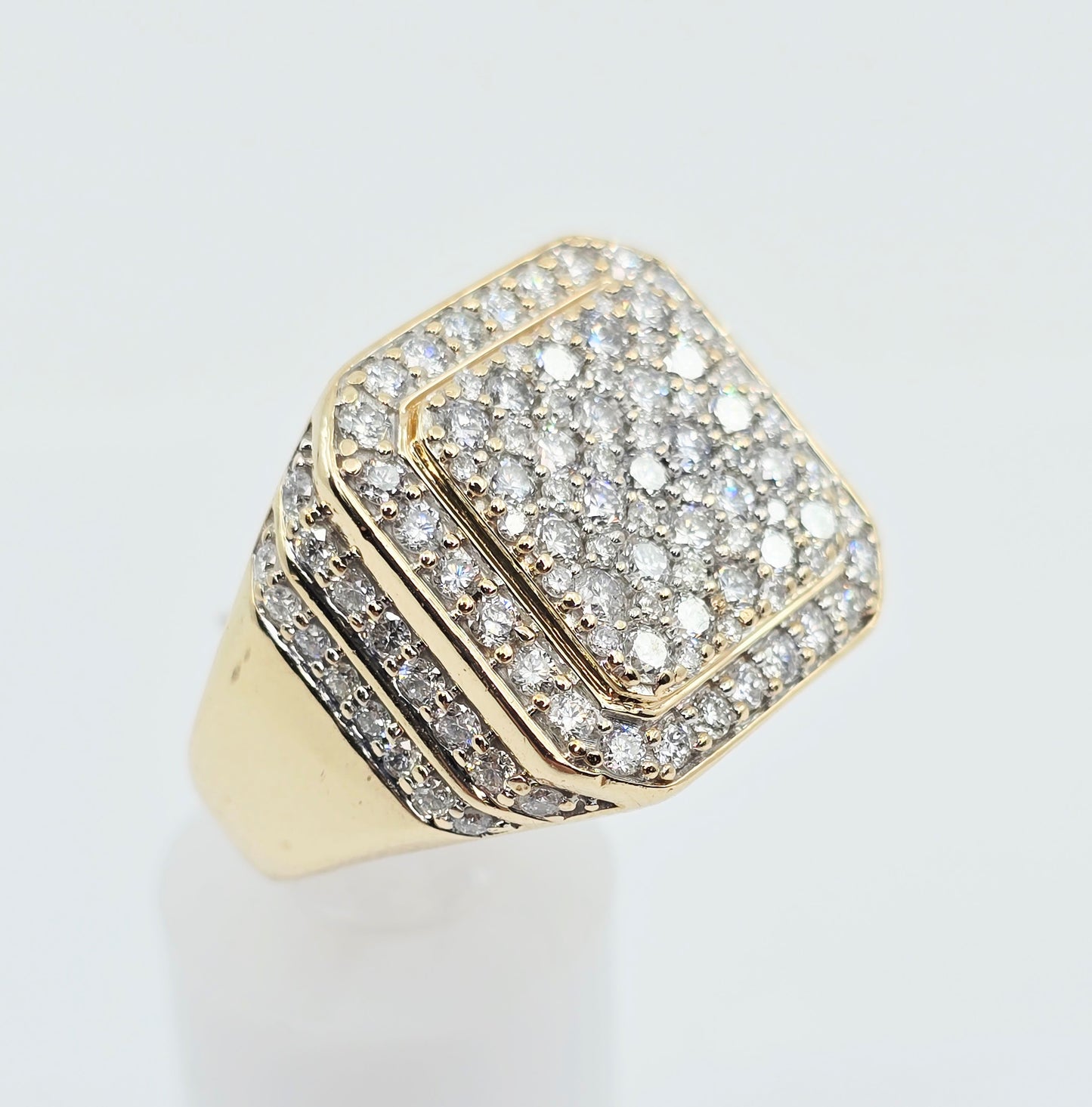 10K Yellow Gold Lab Grown/CVD Men's Cluster Ring