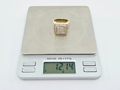 10K Yellow Gold Men's Diamond Cluster Ring