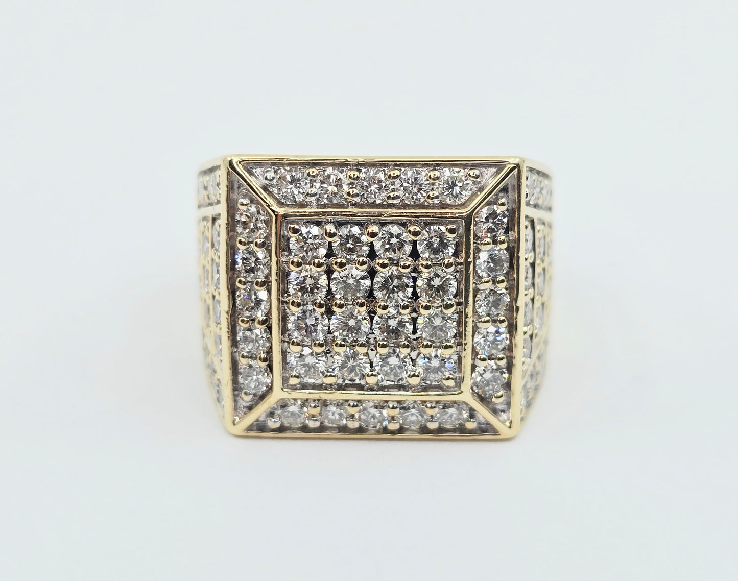 10K Yellow Gold Men's Diamond Cluster Ring