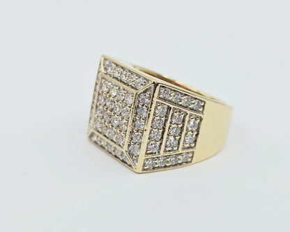 10K Yellow Gold Men's Diamond Cluster Ring