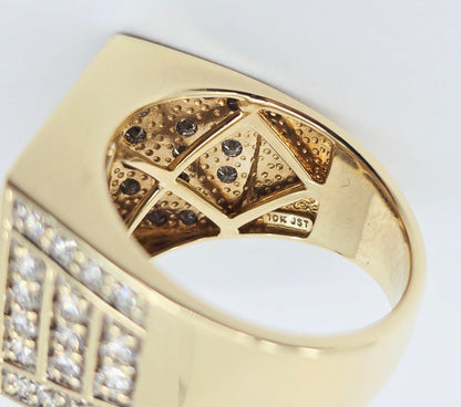 10K Yellow Gold Men's Diamond Cluster Ring