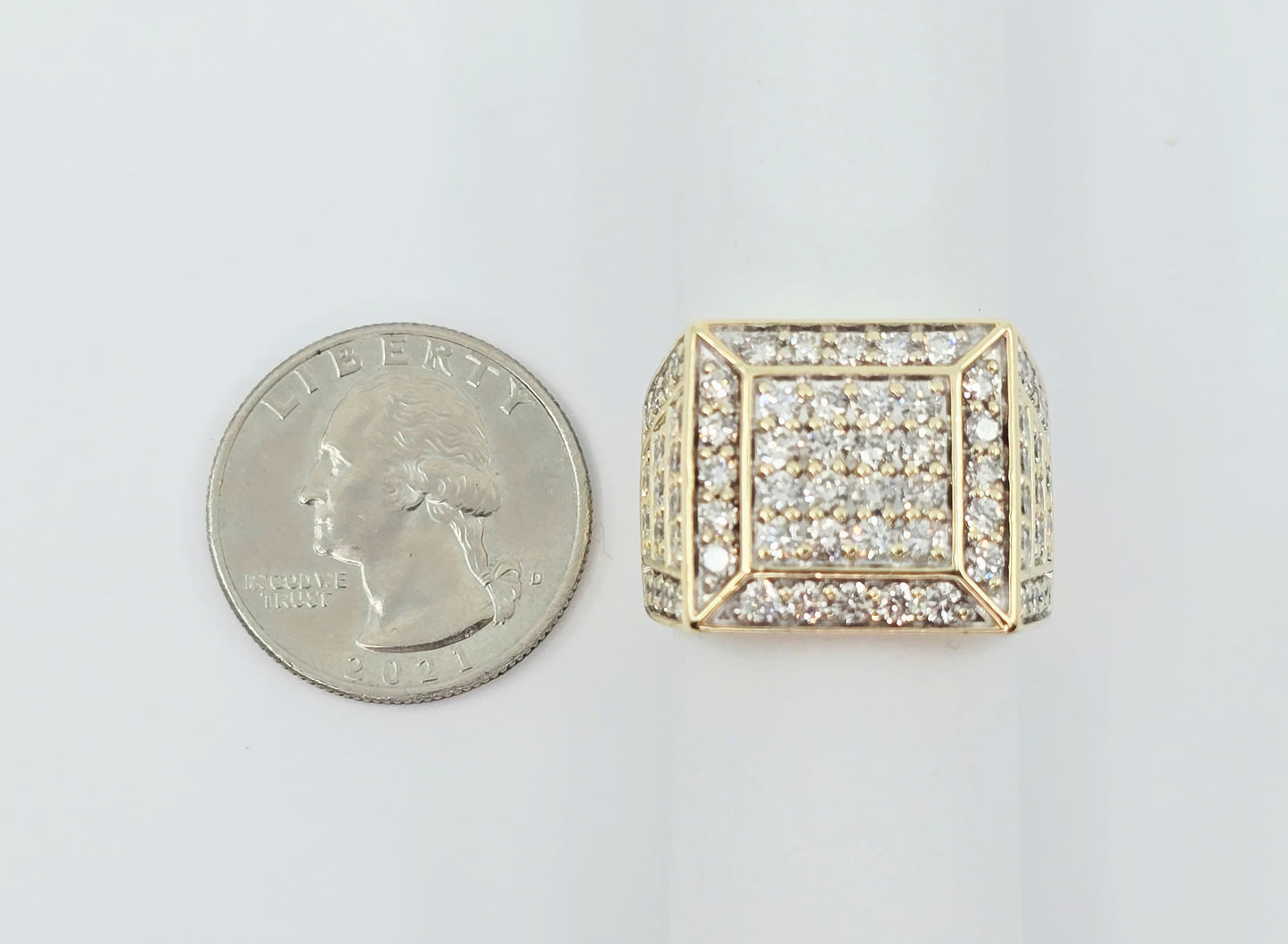 10K Yellow Gold Men's Diamond Cluster Ring