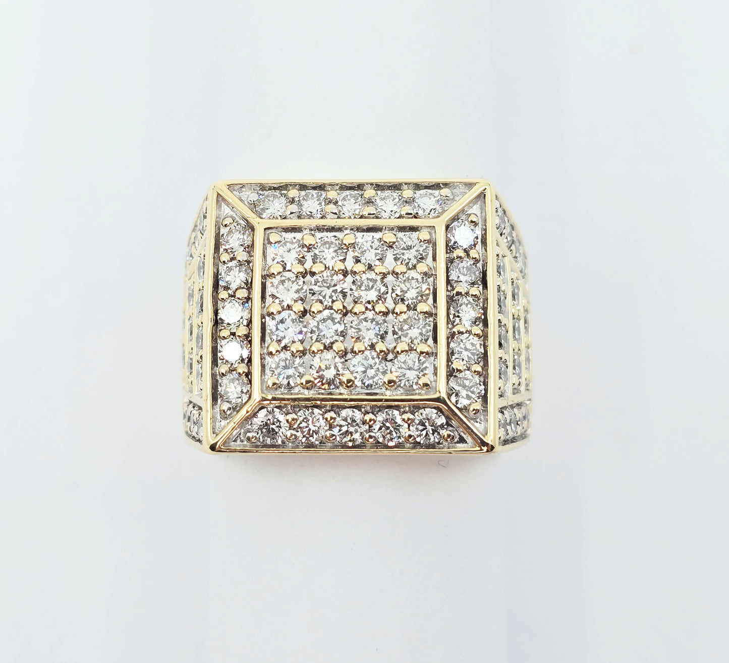 10K Yellow Gold Men's Diamond Cluster Ring