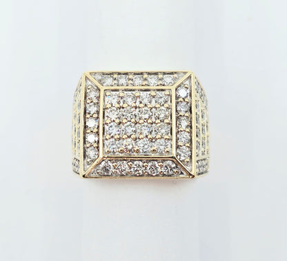 10K Yellow Gold Men's Diamond Cluster Ring