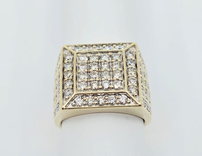 10K Yellow Gold Men's Diamond Cluster Ring