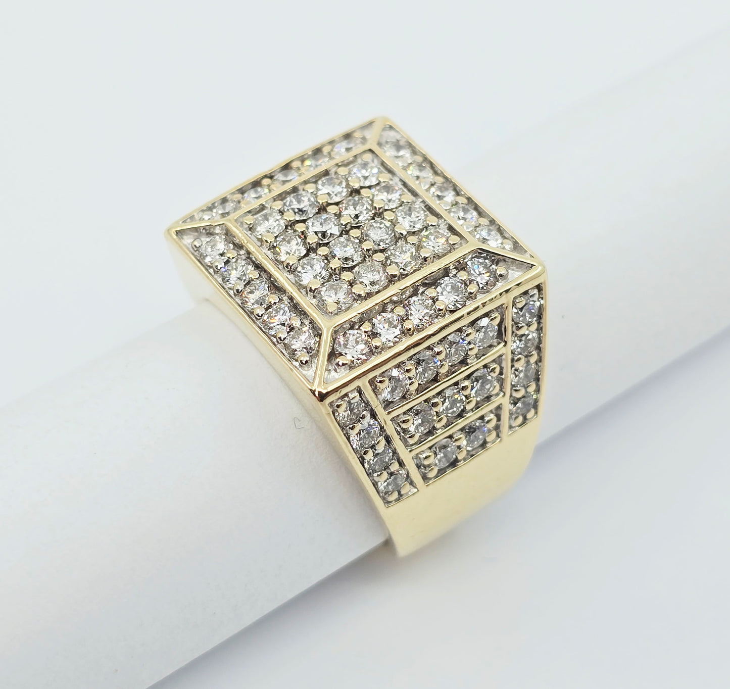 10K Yellow Gold Men's Diamond Cluster Ring