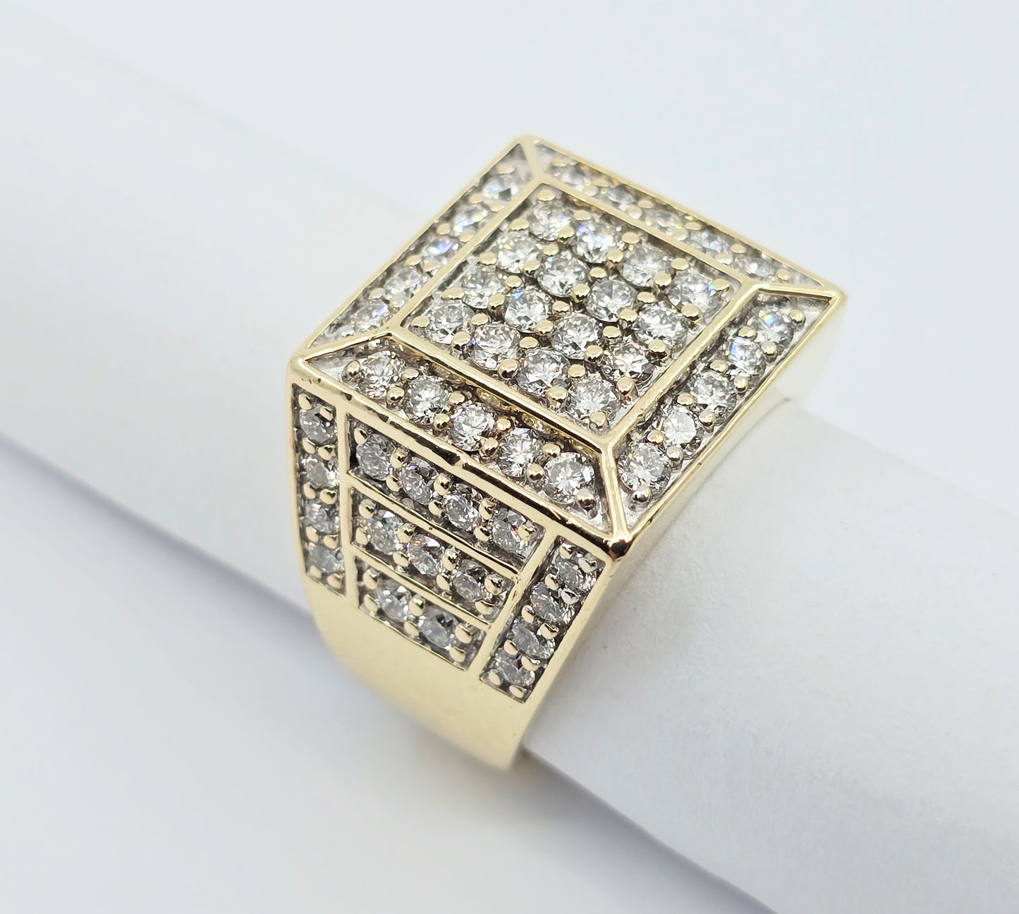 10K Yellow Gold Men's Diamond Cluster Ring