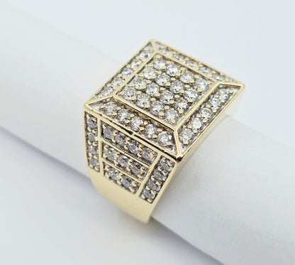 10K Yellow Gold Men's Diamond Cluster Ring