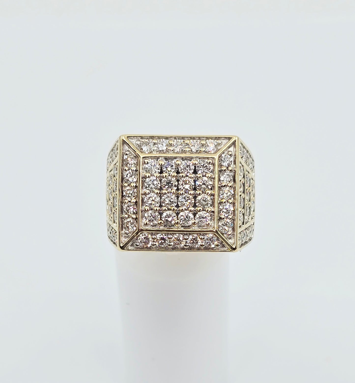 10K Yellow Gold Men's Diamond Cluster Ring
