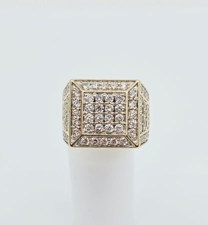 10K Yellow Gold Men's Diamond Cluster Ring