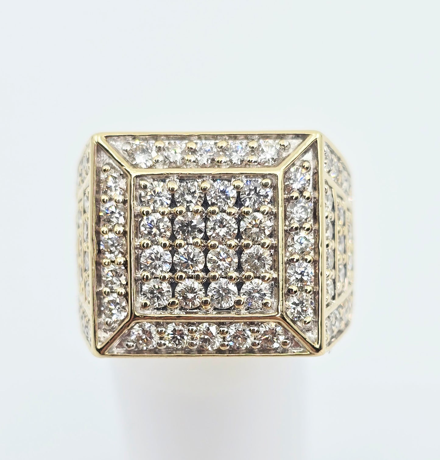 10K Yellow Gold Men's Diamond Cluster Ring
