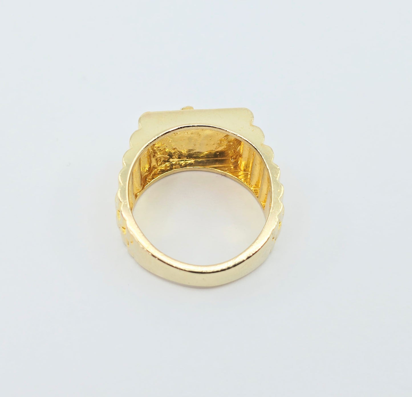 10K Yellow Gold Men's Diamond Cluster Rolex Style OM Ring