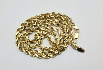 14K Solid Yellow Gold Rope Chain Necklace