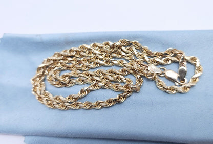 14K Solid Yellow Gold Rope Chain Necklace