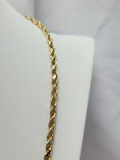 14K Solid Yellow Gold Rope Chain Necklace