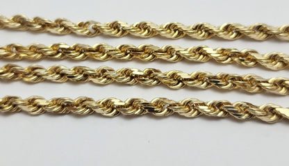 14K Solid Yellow Gold Rope Chain Necklace