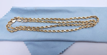 14K Solid Yellow Gold Rope Chain Necklace