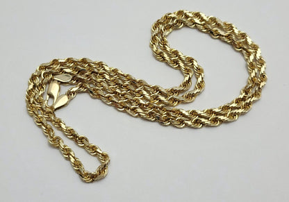 14K Solid Yellow Gold Rope Chain Necklace