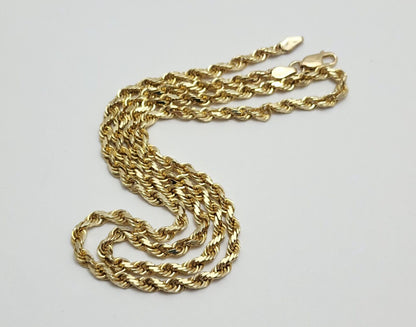 14K Solid Yellow Gold Rope Chain Necklace