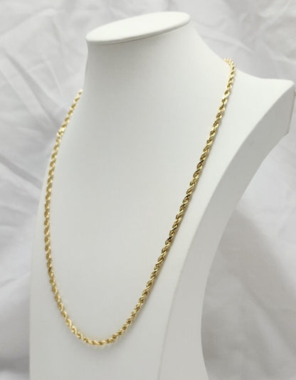 14K Solid Yellow Gold Rope Chain Necklace