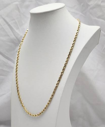 14K Solid Yellow Gold Rope Chain Necklace